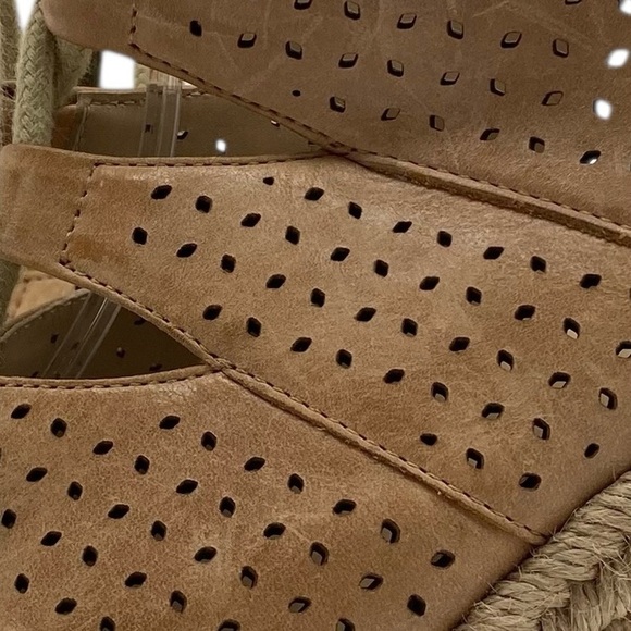 Johnston & Murphy Mandy Leather Wedge Sandals Sz 10 Brown Lace Up Espadrille - Picture 4 of 12